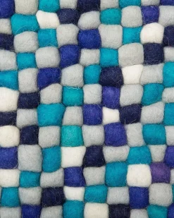 Sale Beliani Tappeto AMDO Blu marino 160 x 230 cm Lana Bianco Blu Viola Multicolore