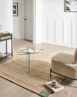 New Beliani Tappeto AMRAVATI Beige/Verde Iuta Beige Verde