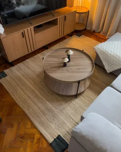 Outlet Beliani Tappeto AMRAVATI Nero/Beige Iuta Beige Nero