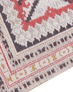 Hot Beliani Tappeto ANADAG Rosso Cotone Beige Giallo Rosso Nero