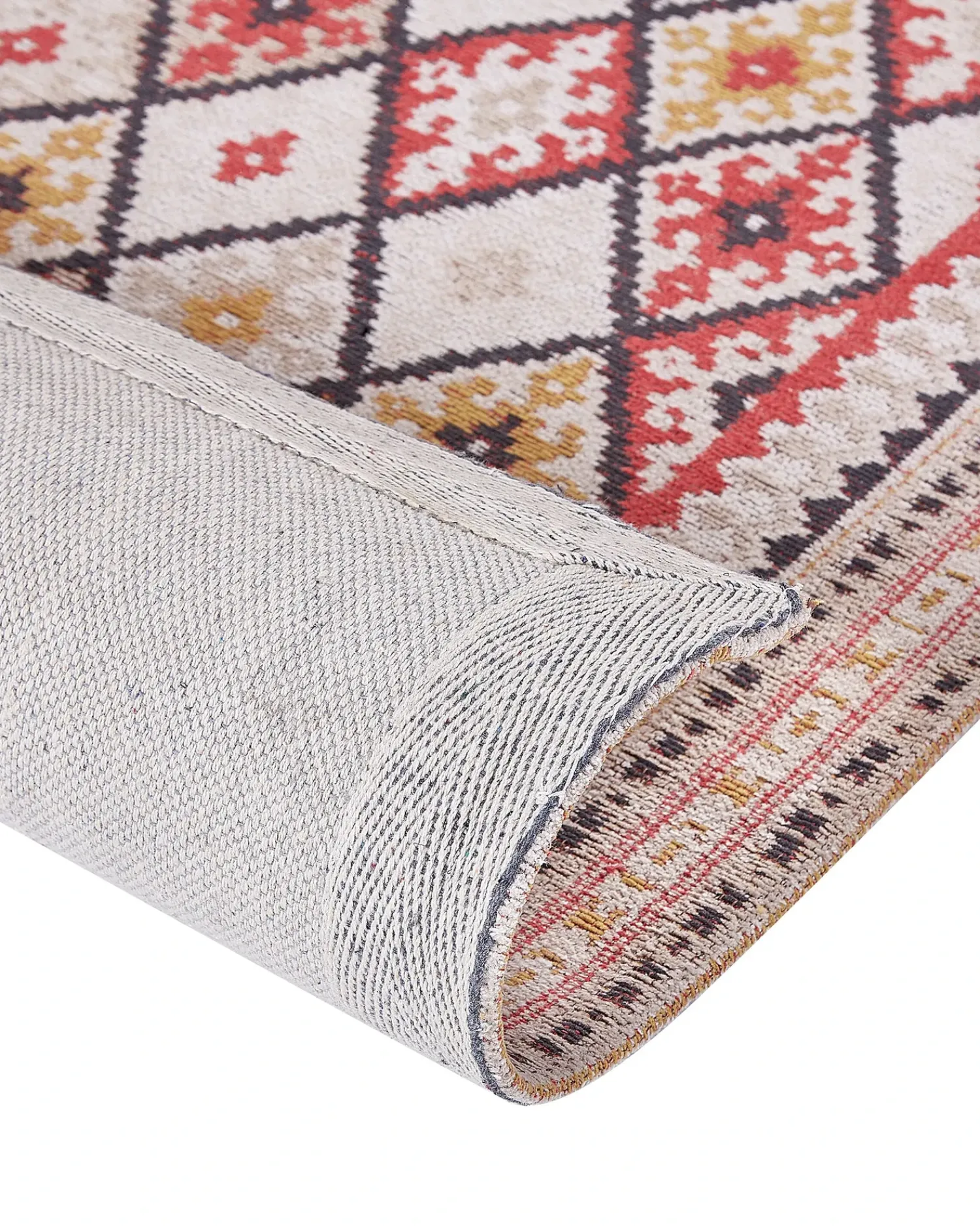 Hot Beliani Tappeto ANADAG Rosso Cotone Beige Giallo Rosso Nero