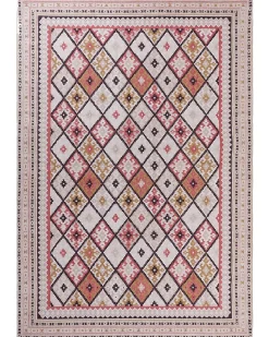 Hot Beliani Tappeto ANADAG Rosso Cotone Beige Giallo Rosso Nero
