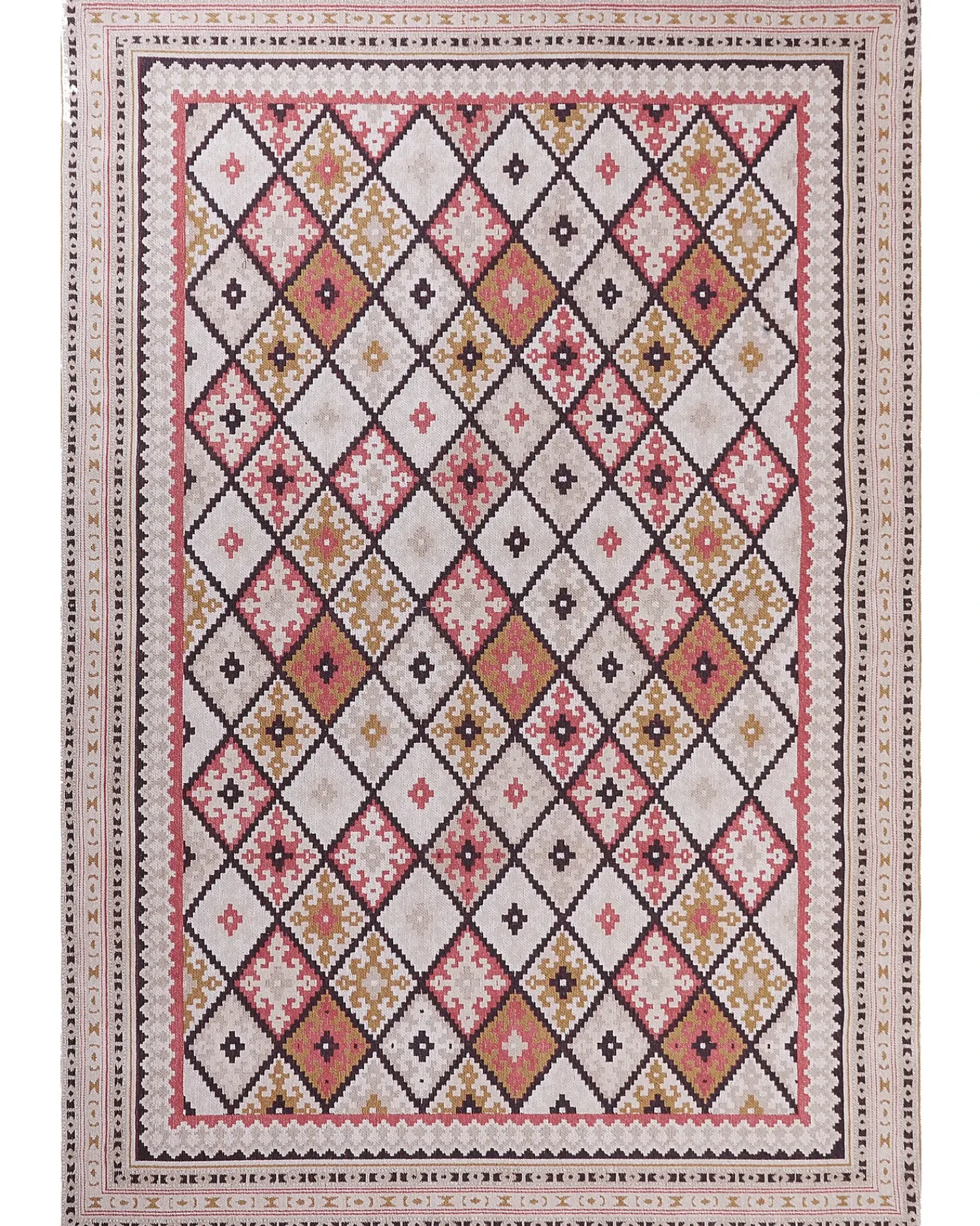 Hot Beliani Tappeto ANADAG Rosso Cotone Beige Giallo Rosso Nero