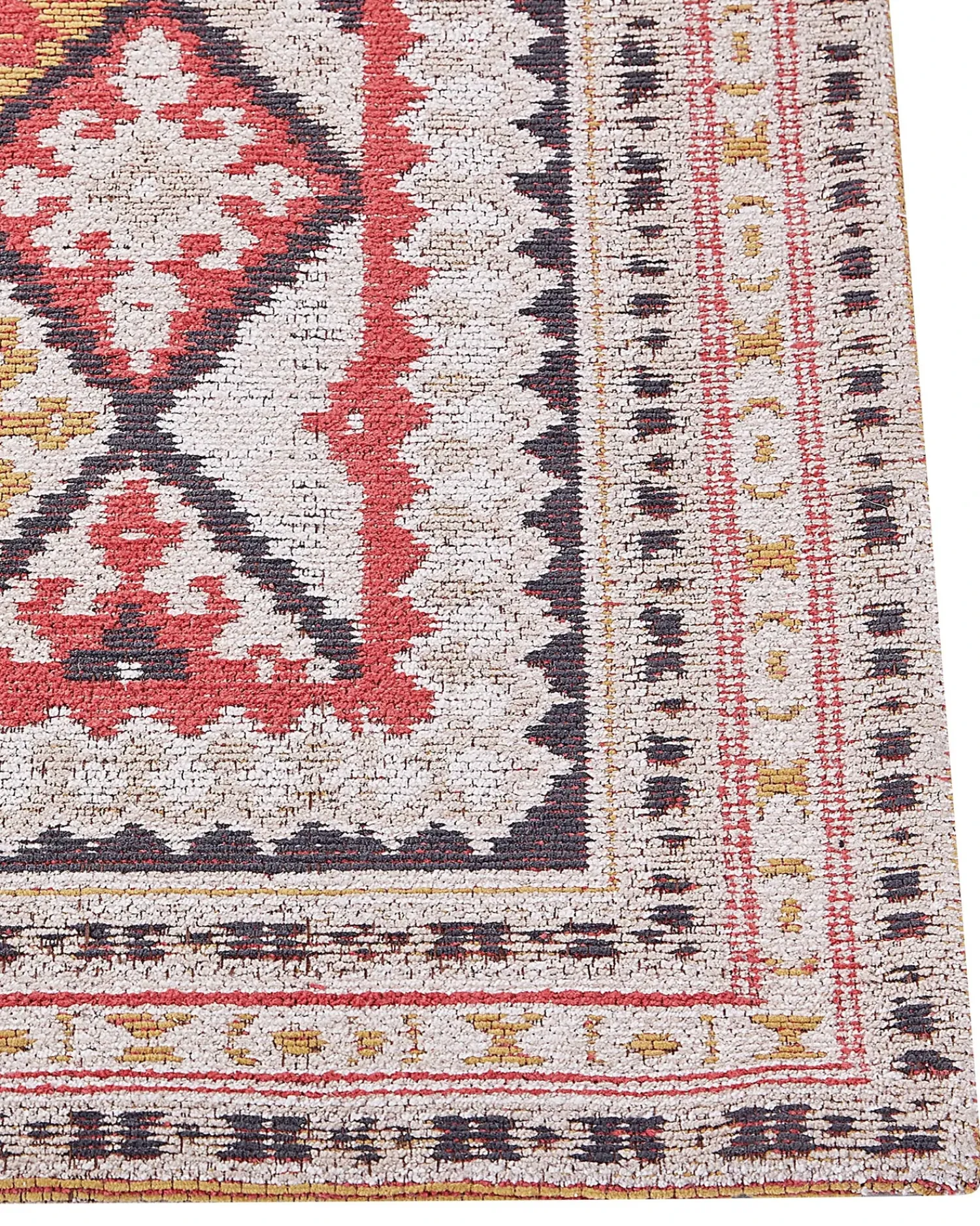 Hot Beliani Tappeto ANADAG Rosso Cotone Beige Giallo Rosso Nero
