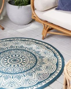 Discount Beliani Tappeto ANADERE Blu ø 120 cm Iuta Beige Blu