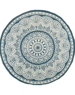 Discount Beliani Tappeto ANADERE Blu ø 120 cm Iuta Beige Blu