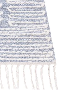 Hot Beliani Tappeto ANSAR Blu Cotone Bianco Blu