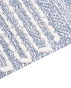 Hot Beliani Tappeto ANSAR Blu Cotone Bianco Blu