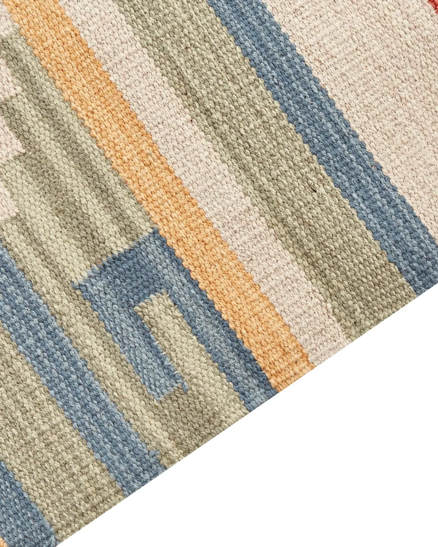 Clearance Beliani Tappeto APARAN Beige Cotone Kilim Beige Blu Rosso Multicolore