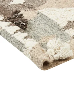 Online Beliani Tappeto ARALEZ Beige Lana Kilim Beige Marrone Grigio Multicolore