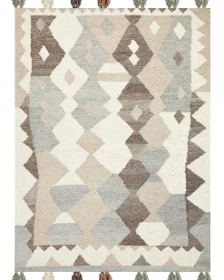 Online Beliani Tappeto ARALEZ Beige Lana Kilim Beige Marrone Grigio Multicolore