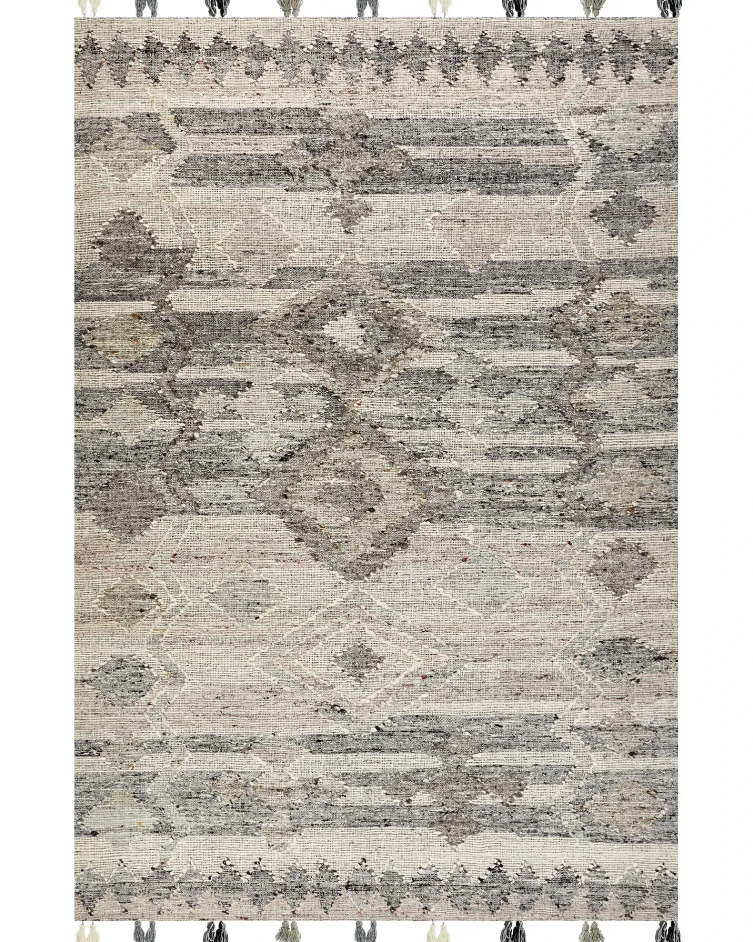 New Beliani Tappeto ARATASHEN Grigio Lana Kilim Beige Grigio