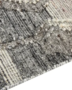 New Beliani Tappeto ARATASHEN Grigio Lana Kilim Beige Grigio
