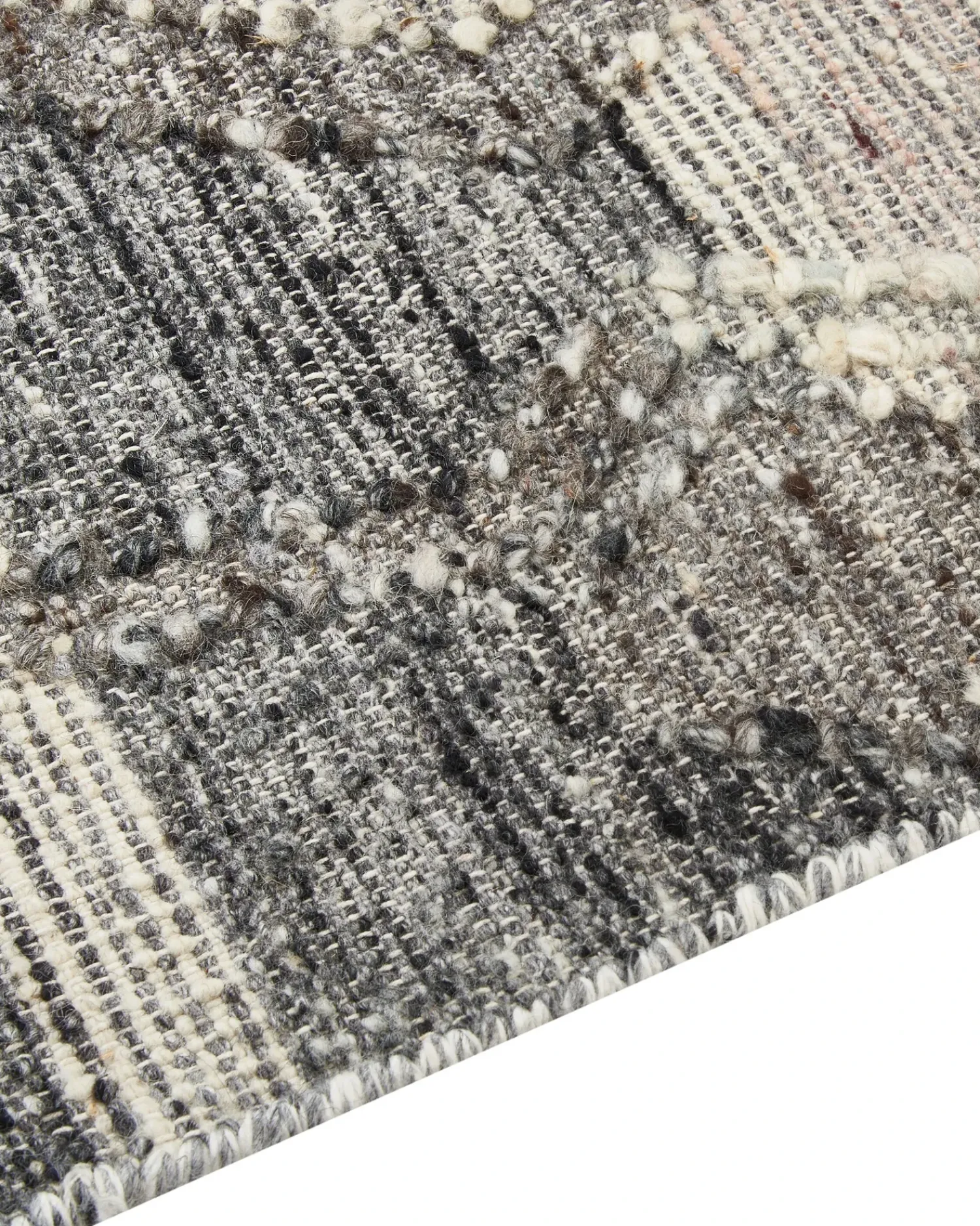 New Beliani Tappeto ARATASHEN Grigio Lana Kilim Beige Grigio