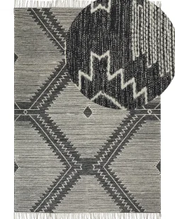 Beliani Tappeto ARBAA Nero Cotone Bianco Nero