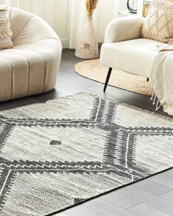 Beliani Tappeto ARBAA Nero Cotone Bianco Nero