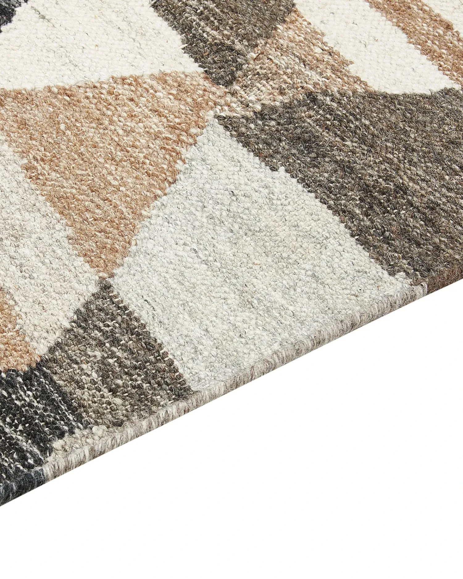 Discount Beliani Tappeto ARGAVAND Beige Lana Kilim Beige Marrone Multicolore Nero