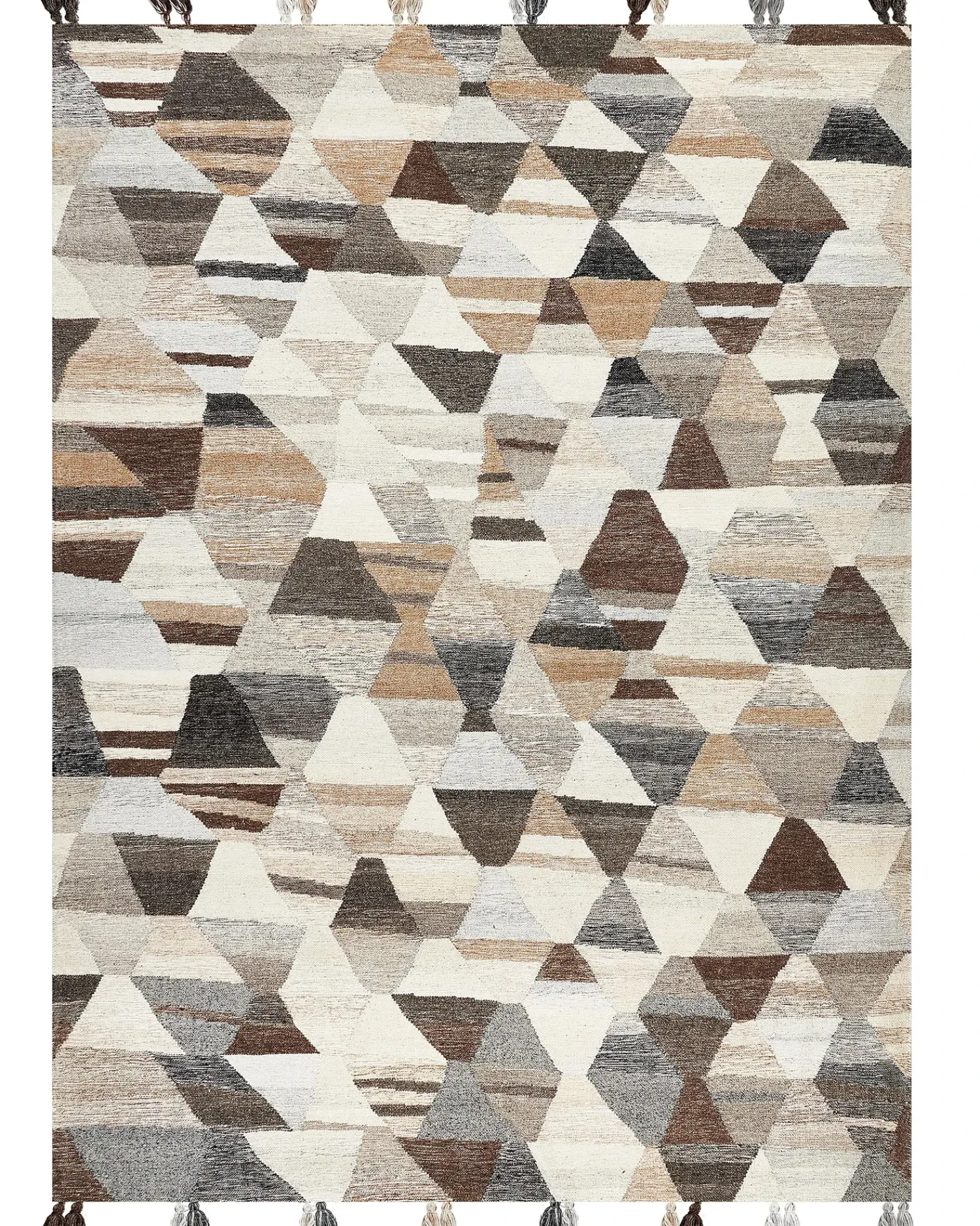 Discount Beliani Tappeto ARGAVAND Beige Lana Kilim Beige Marrone Multicolore Nero