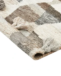 Discount Beliani Tappeto ARGAVAND Beige Lana Kilim Beige Marrone Multicolore Nero
