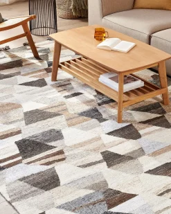 Discount Beliani Tappeto ARGAVAND Beige Lana Kilim Beige Marrone Multicolore Nero