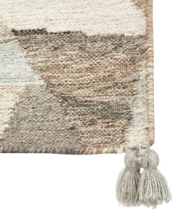 Discount Beliani Tappeto ARGAVAND Beige Lana Kilim Beige Marrone Multicolore Nero
