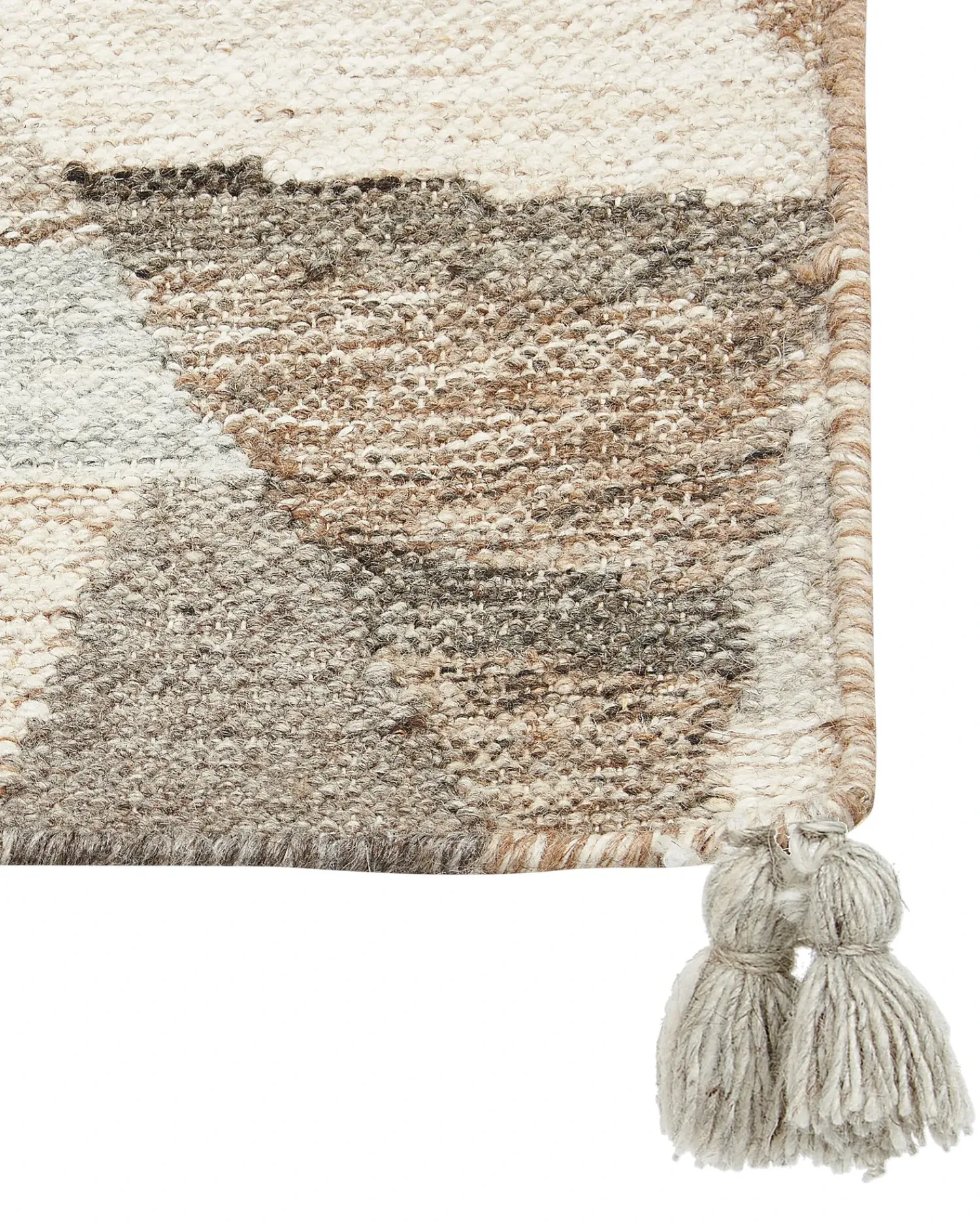Discount Beliani Tappeto ARGAVAND Beige Lana Kilim Beige Marrone Multicolore Nero