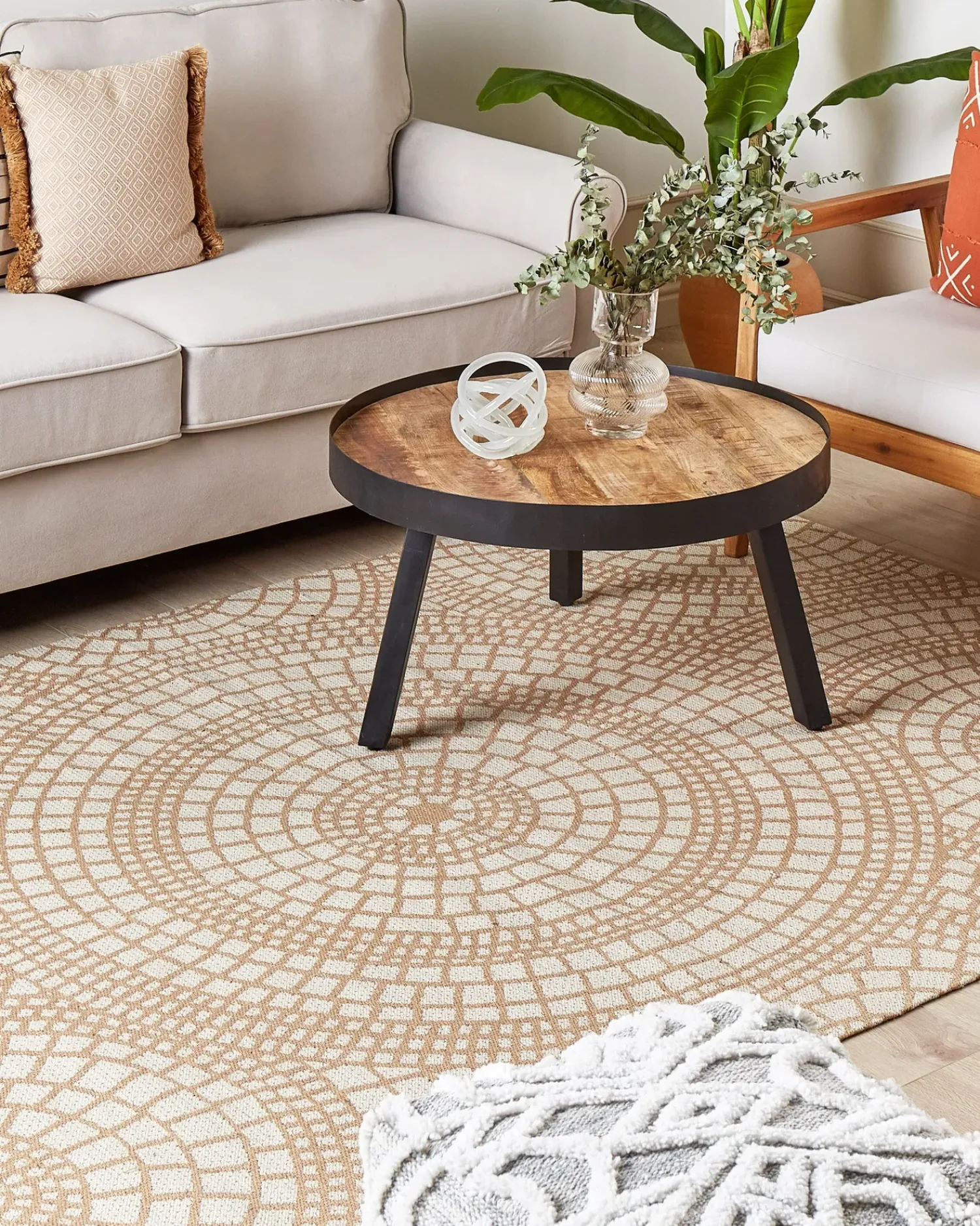 New Beliani Tappeto ARIBA Iuta Bianco Beige