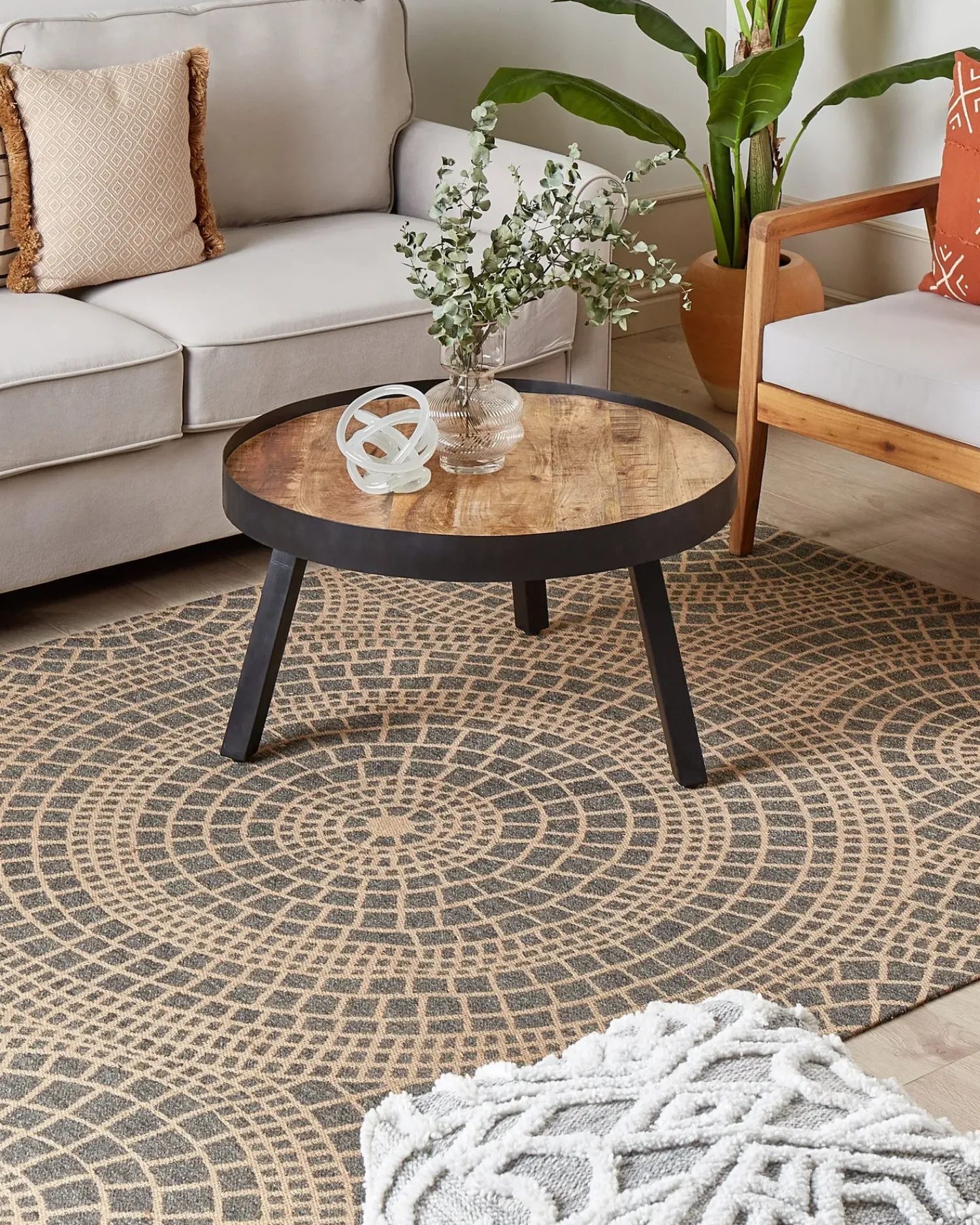 Outlet Beliani Tappeto ARIBA Grigio Beige Iuta Beige Grigio