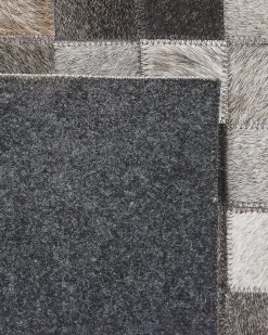 Best Beliani Tappeto ARMUTLU Grigio 160 x 230 cm Pelle naturale Beige Marrone Grigio