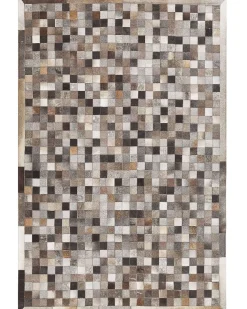 Best Beliani Tappeto ARMUTLU Grigio 160 x 230 cm Pelle naturale Beige Marrone Grigio