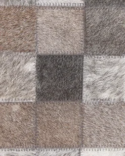 Best Beliani Tappeto ARMUTLU Grigio 160 x 230 cm Pelle naturale Beige Marrone Grigio