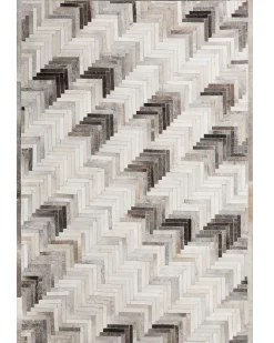 Outlet Beliani Tappeto ARSUZ Grigio 140 x 200 cm Pelle naturale Beige Marrone Grigio