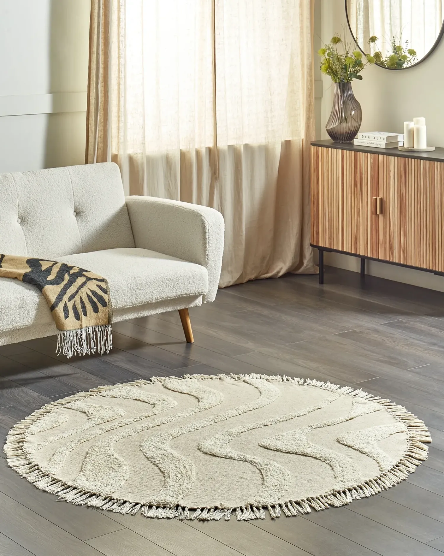 Outlet Beliani Tappeto ARTMAK ø 140 cm Cotone Beige