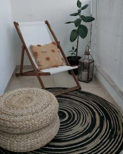 Discount Beliani Tappeto ARTORA Beige ø 140 cm Iuta Beige Nero