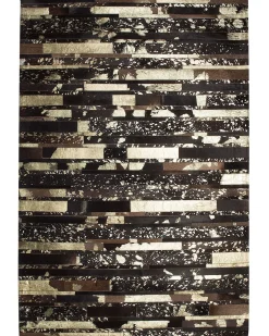 Outlet Beliani Tappeto ARTVIN Marrone Pelle naturale Marrone Nero Oro