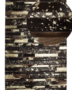 Outlet Beliani Tappeto ARTVIN Marrone Pelle naturale Marrone Nero Oro