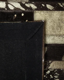 Outlet Beliani Tappeto ARTVIN Marrone Pelle naturale Marrone Nero Oro