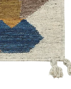 Sale Beliani Tappeto ARZAKAN Multicolore Lana Kilim Rosso Blu Verde Multicolore