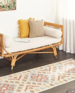 Clearance Beliani Tappeto ATAN Multicolore Cotone Kilim Arancione Beige Blu Giallo Multicolore