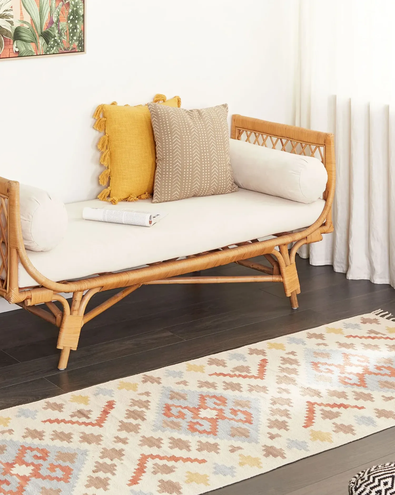 Clearance Beliani Tappeto ATAN Multicolore Cotone Kilim Arancione Beige Blu Giallo Multicolore