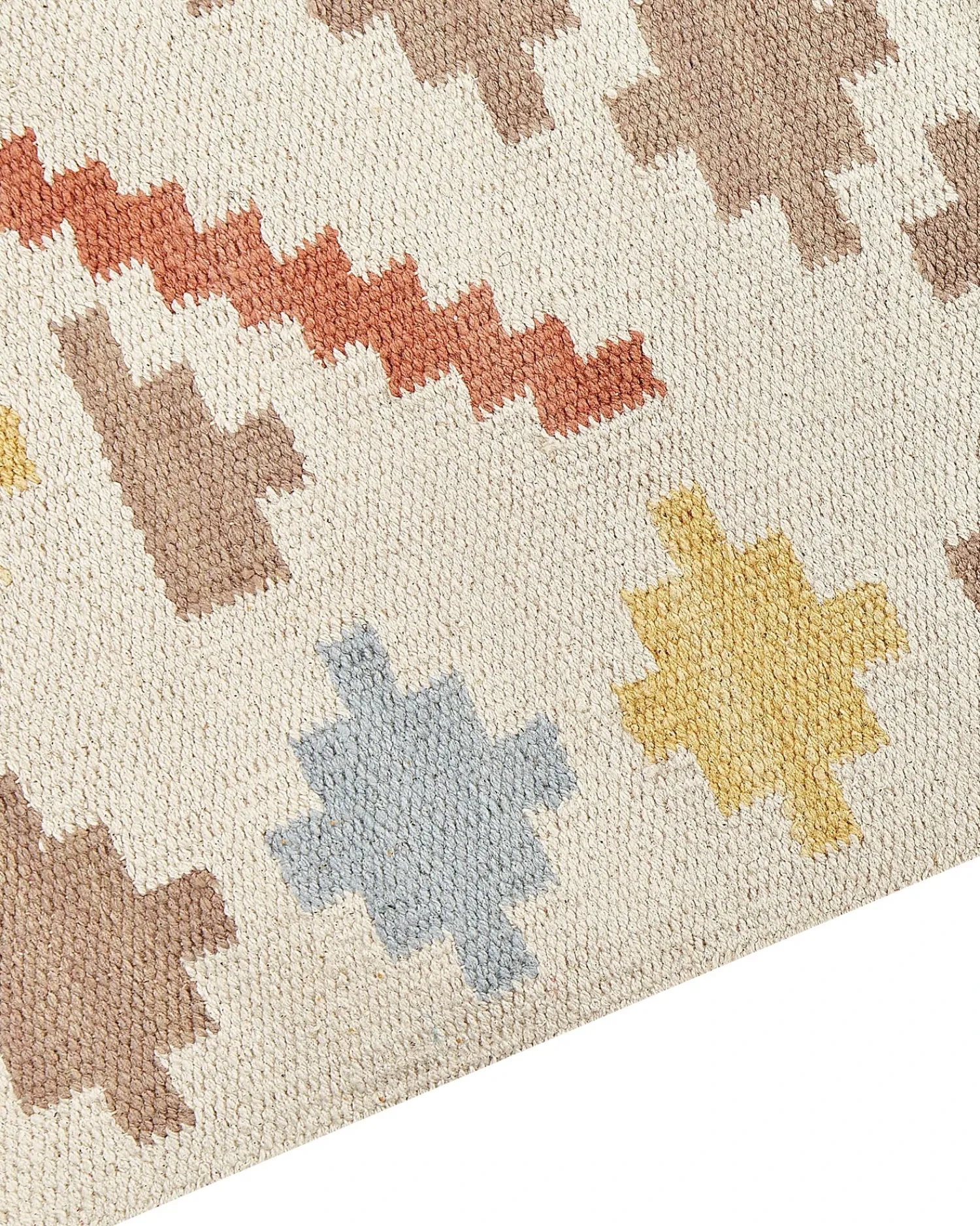 Clearance Beliani Tappeto ATAN Multicolore Cotone Kilim Arancione Beige Blu Giallo Multicolore