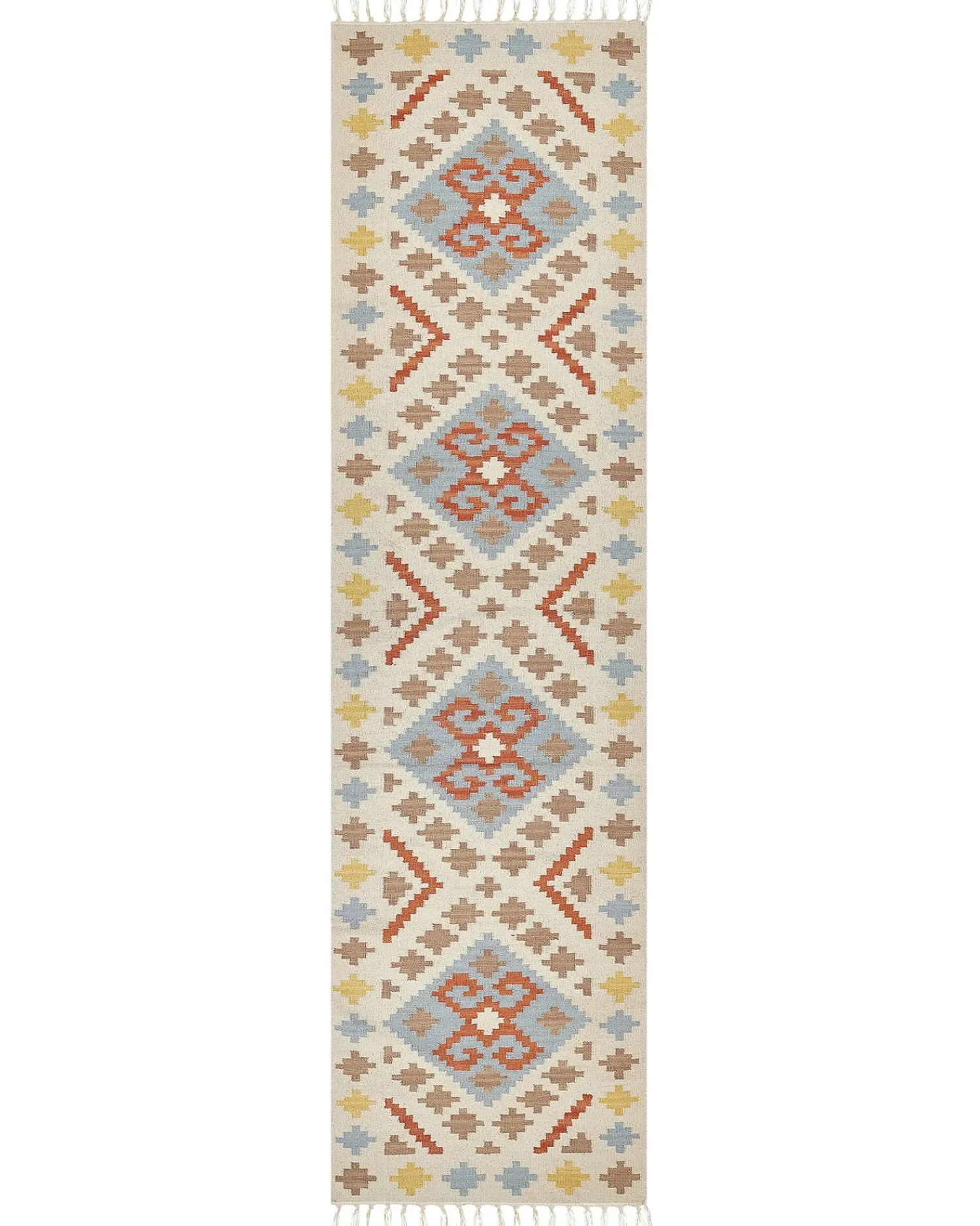 Clearance Beliani Tappeto ATAN Multicolore Cotone Kilim Arancione Beige Blu Giallo Multicolore