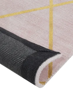 New Beliani Tappeto ATIKE Rosa 80 x 150 cm Viscosa Rosa Oro