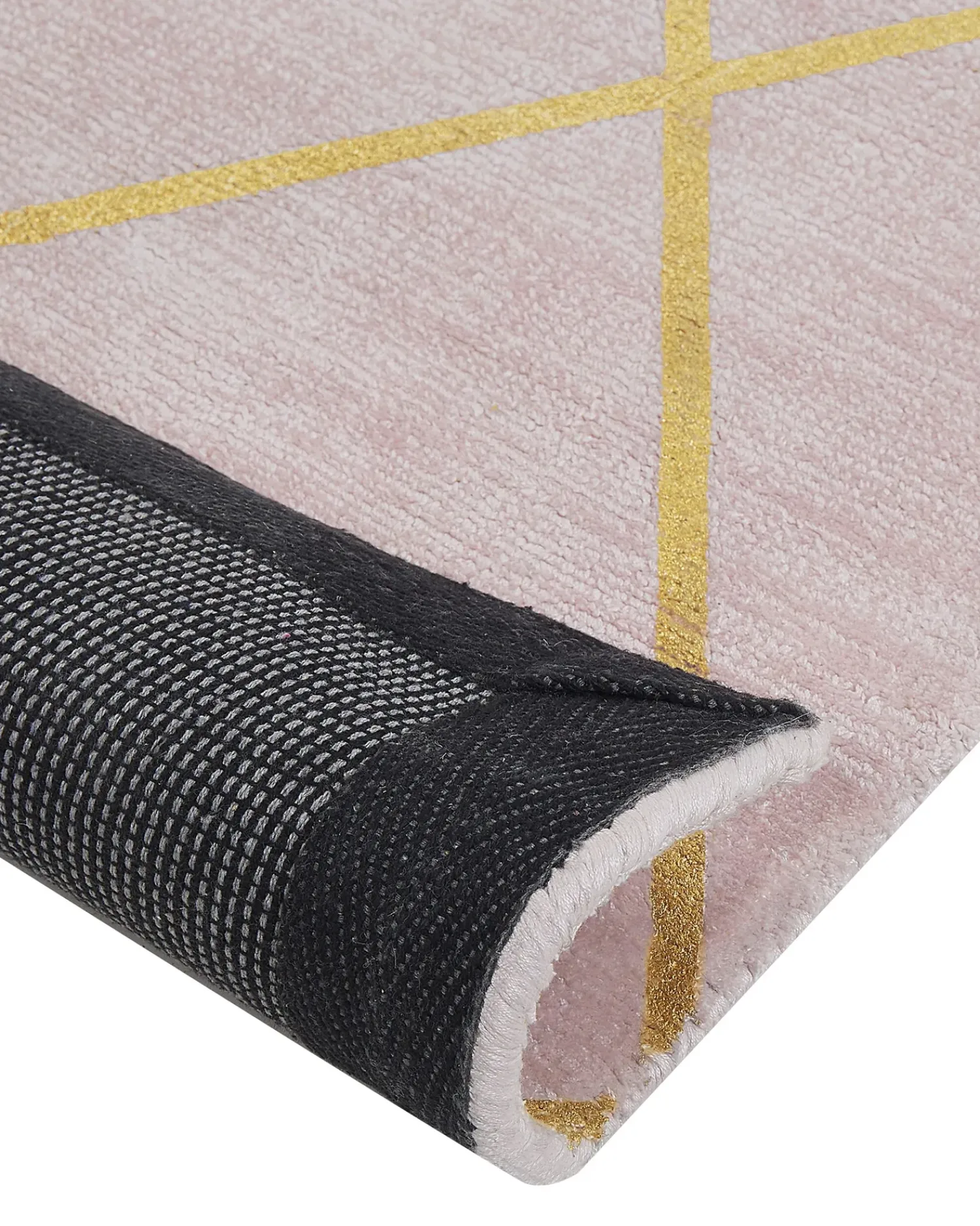 New Beliani Tappeto ATIKE Rosa 80 x 150 cm Viscosa Rosa Oro