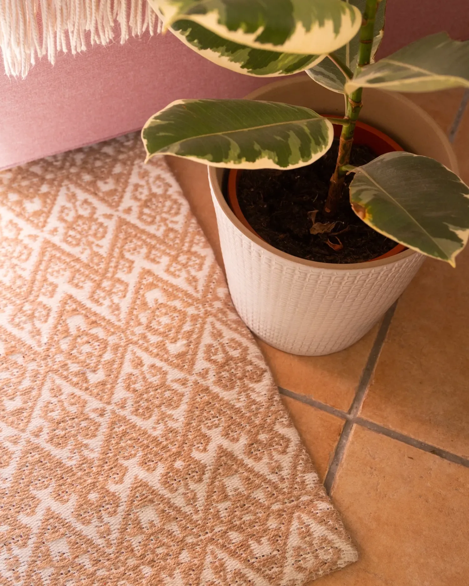 Hot Beliani Tappeto ATIMA Beige Iuta Beige Bianco