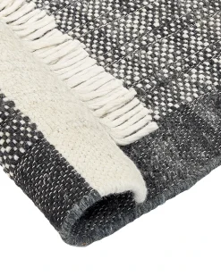 Outlet Beliani Tappeto ATLANTI Nero Lana Bianco Nero