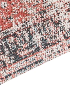 Outlet Beliani Tappeto ATTERA Beige 80 x 150 cm Cotone Beige Nero Rosso