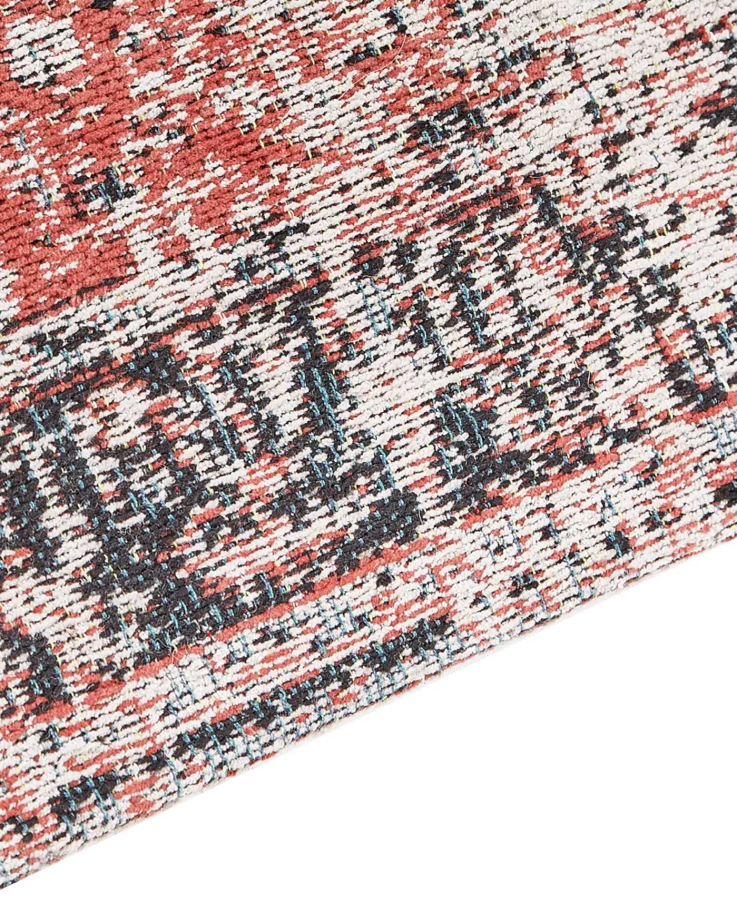 Outlet Beliani Tappeto ATTERA Beige 80 x 150 cm Cotone Beige Nero Rosso