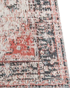 Outlet Beliani Tappeto ATTERA Beige 80 x 150 cm Cotone Beige Nero Rosso