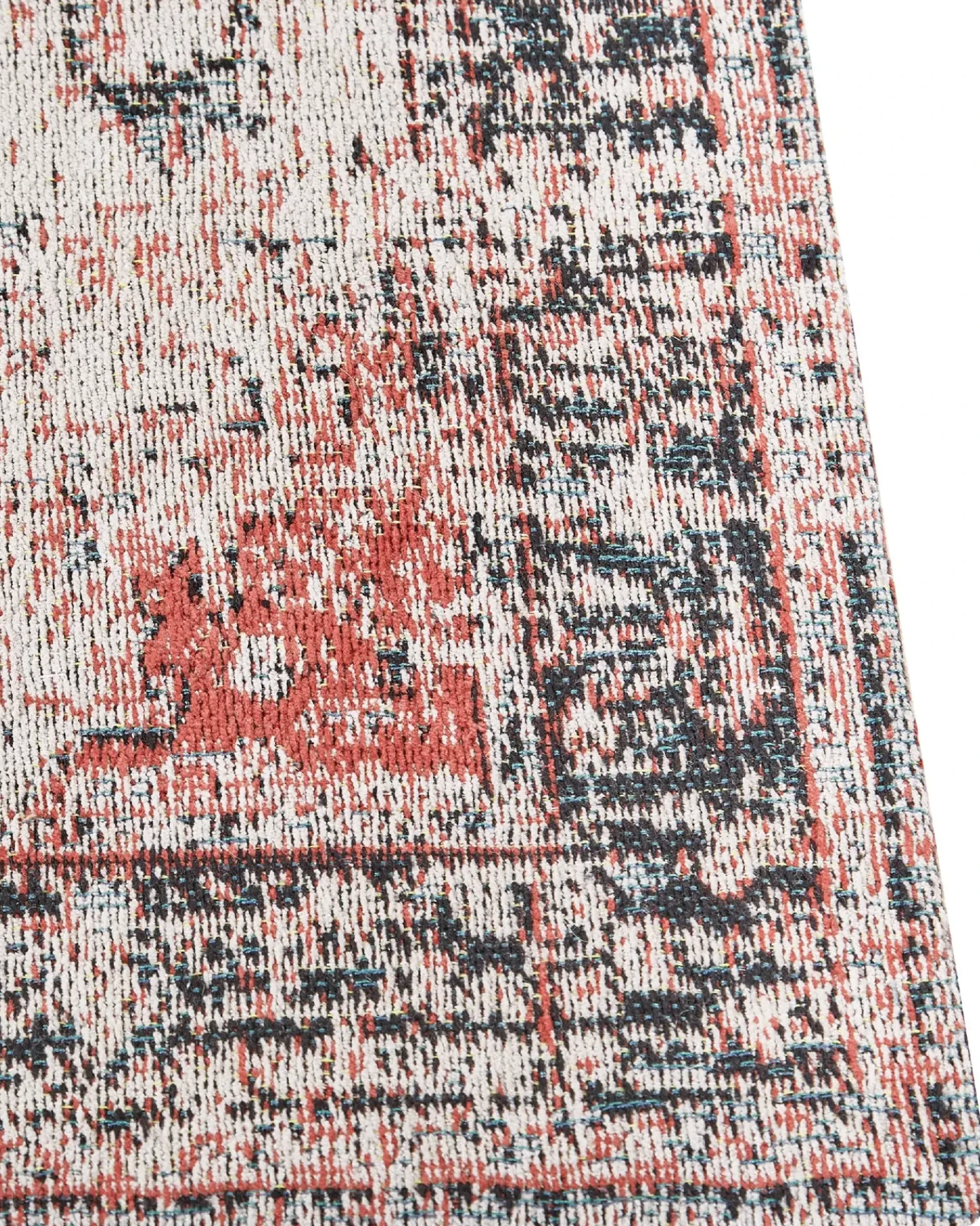 Outlet Beliani Tappeto ATTERA Beige 80 x 150 cm Cotone Beige Nero Rosso
